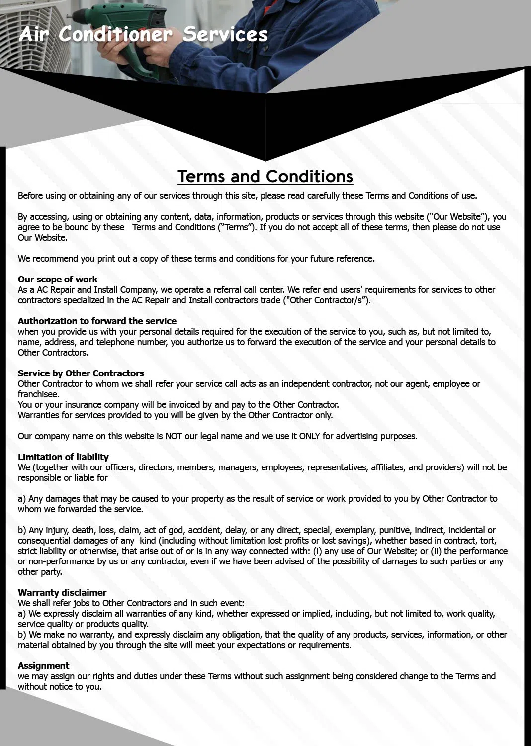 Hollywood AC Expert Hollywood, FL 954-390-2453 - terms-and-conditions